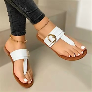 Sandalias Planas de Talla Grande con Hebilla Metálica Decorativa, Estilo Moderno para Mujer - Product Image 4