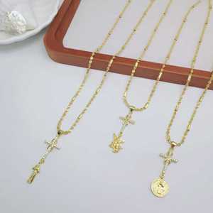 Collier pendentif <span class=keywords><strong>croix</strong></span> religieuse plaqué or avec zircon cubique, <span class=keywords><strong>croix</strong></span> <span class=keywords><strong>Ankh</strong></span> et colliers Vierge Marie pour femmes - Product Image 2