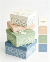 Boîte cadeau rigide écologique et recyclable à motif animalier et végétal peint à la main, avec cordon à nœud papillon, couvercle ciel-terre, personnalisable pour le rangement