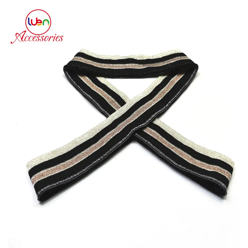 Polyester striped knitting rib fabric cuff product type flat knit rib collar