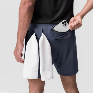 กางเกงขาสั้นกีฬาผู้ชายลำลองพิมพ์โลโก้ได้ เอวกลาง ระบายอากาศได้ดี ผลิตจากโพลีเอสเตอร์ 100% เหมาะสำหรับการฝึกซ้อม วิ่ง ออกกำลังกาย มีซับในและกระเป๋า - Product Image 2