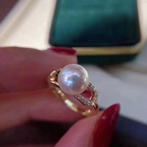 S925 Silver <b>Ring</b> Accessory DIY Fashion Edition with 9-10mm Beads and 1801 Stand Empty Stand for <b>Pearl</b> Jewelry - Product Image 4