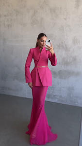 IStapromo Gifts Fashion Design Suit Wholesale Lapel Long Sleeve Blazer Custom logo Mesh Sheer <b>Skirt</b> Factory Direct - Product Image 6