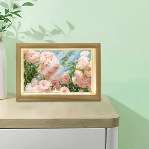 Rústico Estilo Country Led Branco Foto De Madeira Em Massa Comprar Ímã De Memória Decorativa Grande Caixa De Sombra Iluminado Quadro Flores