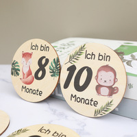 Disques de jalons mensuels en bois pour bébé, cartes de jalons double face, animaux de la jungle, accessoire photo nouveau-né, cadeau de baby shower