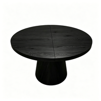 Table à manger extensible ronde en bois au design minimaliste, base conique en MDF noir, 47"-63", pour salon ou hôtel