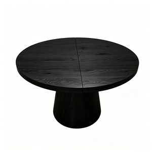 <span class=keywords><strong>Table</strong></span> à manger extensible ronde en bois au design minimaliste, base conique en MDF noir, 47"-63", pour salon ou hôtel - Product Image 5