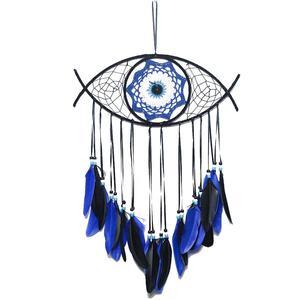 Portafortuna decorazione murale fatto a mano stile Boho macramè appendiabiti da parete malocchio <span class=keywords><strong>acchiappasogni</strong></span> per decorazioni per la casa regalo speciale appendiabiti da parete blu - Product Image 1