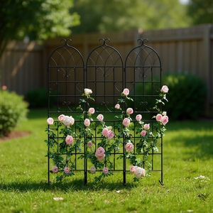 Treillis de jardin DB 71 x 19,7 po en métal noir antirouille, support pour plantes grimpantes, clôture de jardin extérieur - Product Image 2