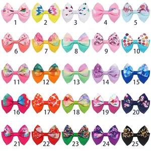 Printed Bobby Pin 2.7 Inch Custom Hair Bow Rainbow cartoon pony Hair Bow With Clip Girl DIY Hair Accessories Headwear 3369