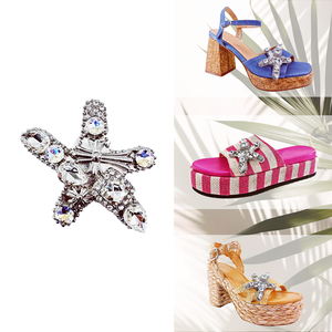 Adornos <span class=keywords><strong>de</strong></span> Lujo para Zapatos, Diseño <span class=keywords><strong>de</strong></span> Estrella Metálica con Pedrería, Chapados en Oro, Multicolores, para Mujeres, Zapatos Tipo Clog - Product Image 6