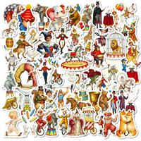 56 pegatinas de PVC impermeables estilo circo para decoración DIY de fundas de teléfono, cuadernos y botellas de agua