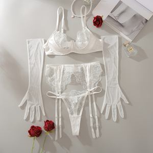 Ensemble de lingerie sexy <span class=keywords><strong>en</strong></span> 5 pièces pour femmes, bande élastique noire sexy, découpe sexy, ensemble de lingerie pornographique - Product Image 2