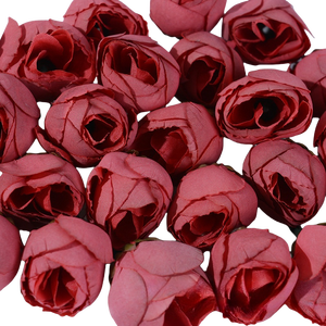 Mini brotes de ranúnculo europeo, hojas de cabeza de rosa de té de seda Artificial, broche de novia de boda, decoración de muñeca, incluye decoración de mesa de tallo - Product Image 1