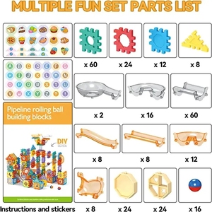 286 pièces de jouets de construction STEM pour enfants, circuit de billes, blocs de construction, jouets éducatifs et d'apprentissage, cadeau pour la Journée des enfants - Product Image 5