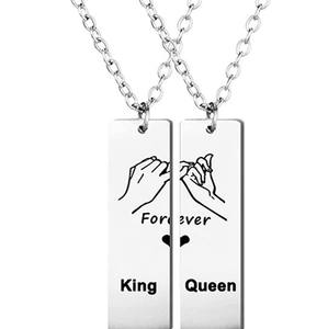 Collier pendentif à crochet en acier inoxydable pour la saint-valentin, cadeau créatif personnalisé pour <span class=keywords><strong>Couple</strong></span>, roi, reine - Product Image 1