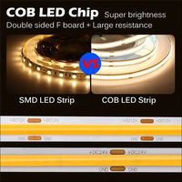 Ledhome Bande lumineuse souple de haute qualité 12V 24V 2700K COB couleur unique WS2812B Dream Color 320Leds/m COB Bande lumineuse LED