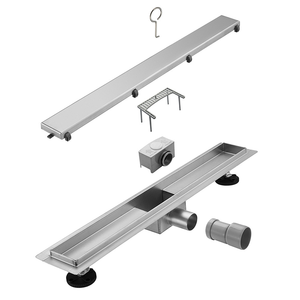 Desagüe de Ducha Lineal Moderno de 60 cm, Acero Inoxidable 304, <span class=keywords><strong>Rejilla</strong></span> de Inserción para Azulejos 2 en 1, Acero Cepillado, Desagüe de Suelo para <span class=keywords><strong>Baño</strong></span> de Hotel - Product Image 2
