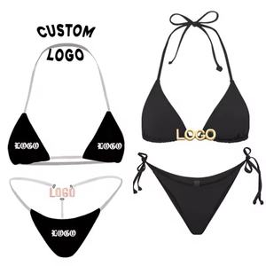 Ensemble de bikini pour femmes, nouveau modèle 2024, en satin, avec culotte à volants, logo imprimé intégral, design floral personnalisé, OEM - Product Image 5