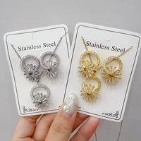 Ensemble collier et boucles d'oreilles en laiton plaqué or 18 carats avec strass, style minimaliste euro-américain, chaîne de clavicule, vente en gros 2026