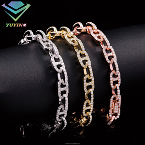Cadena de eslabones tipo caja con diamantes de moissanita VVS, chapada en oro sobre plata de ley 925, con certificado GRA, pasa la prueba del detector de diamantes, unisex. - Product Image 3