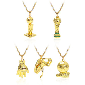 Collar de Aleación Chapado en Oro con Diseño de Balón de la Copa Hércules Vintage, Guante de Oro y Guante de Portero Dorado, Regalos para Partidos de Fútbol - Product Image 4