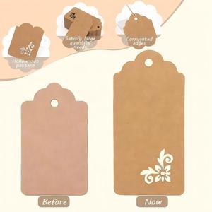 Etiquetas colgantes en relieve personalizadas de lujo 800gsm papel Kraft marrón cartón etiquetas para ropa - Product Image 3