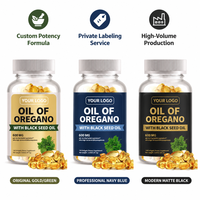 Gélules d'huile d'origan et de graines noires 7-en-1 OEM pour le soutien immunitaire, à base d'ail et de sureau, antioxydant naturel, sans OGM, sans gluten