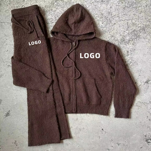 Produttore di <span class=keywords><strong>maglieria</strong></span> maglione da <span class=keywords><strong>uomo</strong></span> in Mohair personalizzato con cappuccio Jacquard con Zip Cardigan tute in maglia Mohair tuta tuta tuta Set pantaloni della tuta - Product Image 4