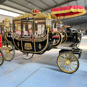 Charrette électrique royale noire haut de gamme avec motifs dorés ornés pour ranch, villa, complexe hôtelier, transport quotidien des invités - Product Image 6
