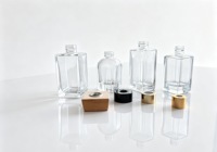 Flacon de parfum carré de luxe en verre transparent, 100ml, 130ml, 200ml, vide, pour diffuseur à bâtonnets, aromathérapie et parfum d'ambiance, vente en gros