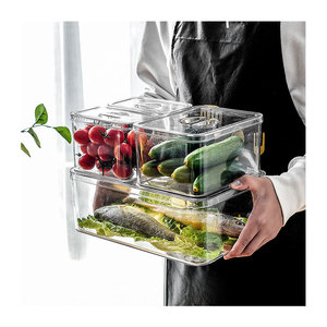Factory direct supply fridge storage bins fridge drawer stackable clear fridge organizer with lid for kitchen