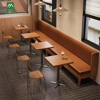 Nouvel arrivage Ensemble de meubles pour restaurant fast-food Canapé et chaise de salle à manger en métal Table à manger en bois pour restaurant et café