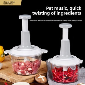 Hachoir manuel à légumes et viande, type presse, pour usage domestique, avec fonction fouet et mélangeur, mini robot culinaire de cuisine - Product Image 3