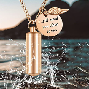 Thép không gỉ mạ màu vàng hồng <span class=keywords><strong>commem</strong></span> xương và tóc hình trụ urn cho người thân và vật nuôi 'vẫn còn mặt dây chuyền vòng cổ - Product Image 3
