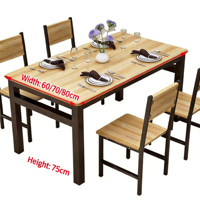 Ensemble table et chaises de restaurant de restauration rapide - Table à manger rectangulaire moderne en bois massif pour les nouilles