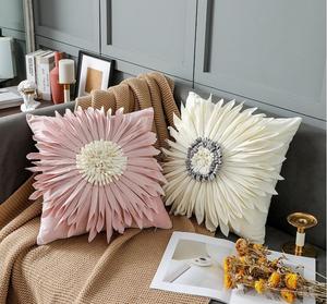 Fait à la main nordique Ins tournesol taie d'oreiller fleur rouge <span class=keywords><strong>coussin</strong></span> pour salon haut de gamme canapé décoration décoratifs coussins - Product Image 2