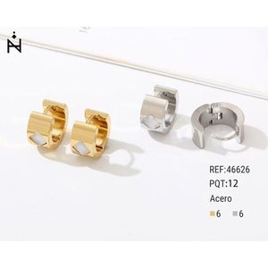 Orecchini a Cerchio in Oro e Argento, Acciaio Inossidabile 6mm, 12 Paia, Gioielli alla Moda - Product Image 1