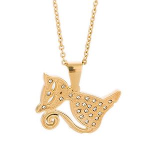 Parure Collier et Boucles d'Oreilles Thème Chat Mignon en Alliage de Zinc Doré avec Sertissage Griffe, Bijoux de Soirée pour Femme - Product Image 3