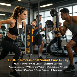 Auriculares Intrauditivos con Cable Tipo C para Transmisión en Vivo, <span class=keywords><strong>Bluetooth</strong></span>, Cancelación de Ruido con IA, Micrófono para Cantar, Jugar y Escuchar Podcasts - Product Image 3
