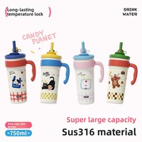 Venta al por mayor: Taza térmica de acero inoxidable Big Mac, bonita, de gran capacidad, con pajita, para café helado, portátil, para estudiantes, 6-12 horas