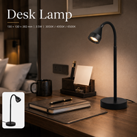 Lámpara de Escritorio con Brazo Flexible, Control Táctil, 3.5W, 3 CCT, Regulable, para Mesa de Noche, Oficina, Luz de Trabajo