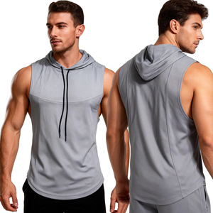 XIANGYU Débardeur <span class=keywords><strong>de</strong></span> sport à capuche sans manches pour homme, séchage rapide, pour <span class=keywords><strong>musculation</strong></span> et entraînement - Product Image 4