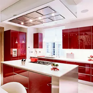 Armadio da cucina in acrilico lucido di alta qualità armadio da cucina con Design a forma di L di marca superiore internazionale