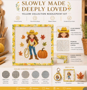 Lienzo para Bordado 100% Algodón 13 Mesh Trickortreat Blanco Mono Hecho a Mano <span class=keywords><strong>con</strong></span> Diseño Floral para Bordar - Product Image 4