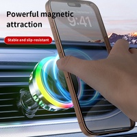 Ventilateur de refroidissement 15W avec chargeur magnétique sans fil pour voiture, lumière d'ambiance respirante et support de téléphone