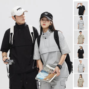 NOVEDAD DE VERANO 2024, prendas de vestir deportivas informales de tendencia Retro, camiseta de manga corta de gran tamaño para hombres y mujeres, tela tejida, diseño en blanco para parejas - Product Image 3