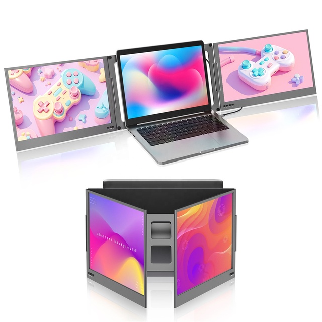 Dual Laptop Screen Extender 15.6inch IPS Portable Triple Monitor for Laptops Plug and Play, Attachment Screen for Wins/Mac