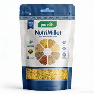 Sachet d'emballage alimentaire recyclable imprimé en héliogravure pour <span class=keywords><strong>millet</strong></span>, 250g, 500g, 1kg, 2kg, pochette verticale avec fermeture éclair et trou de suspension NutriMillet - Product Image 3