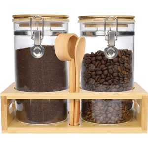 Storage Jars Jar Kitchen Coffee Beans Storage Containers Glass Storage Bottles Jars With Bamboo Lid Food Glass Jar With Stand